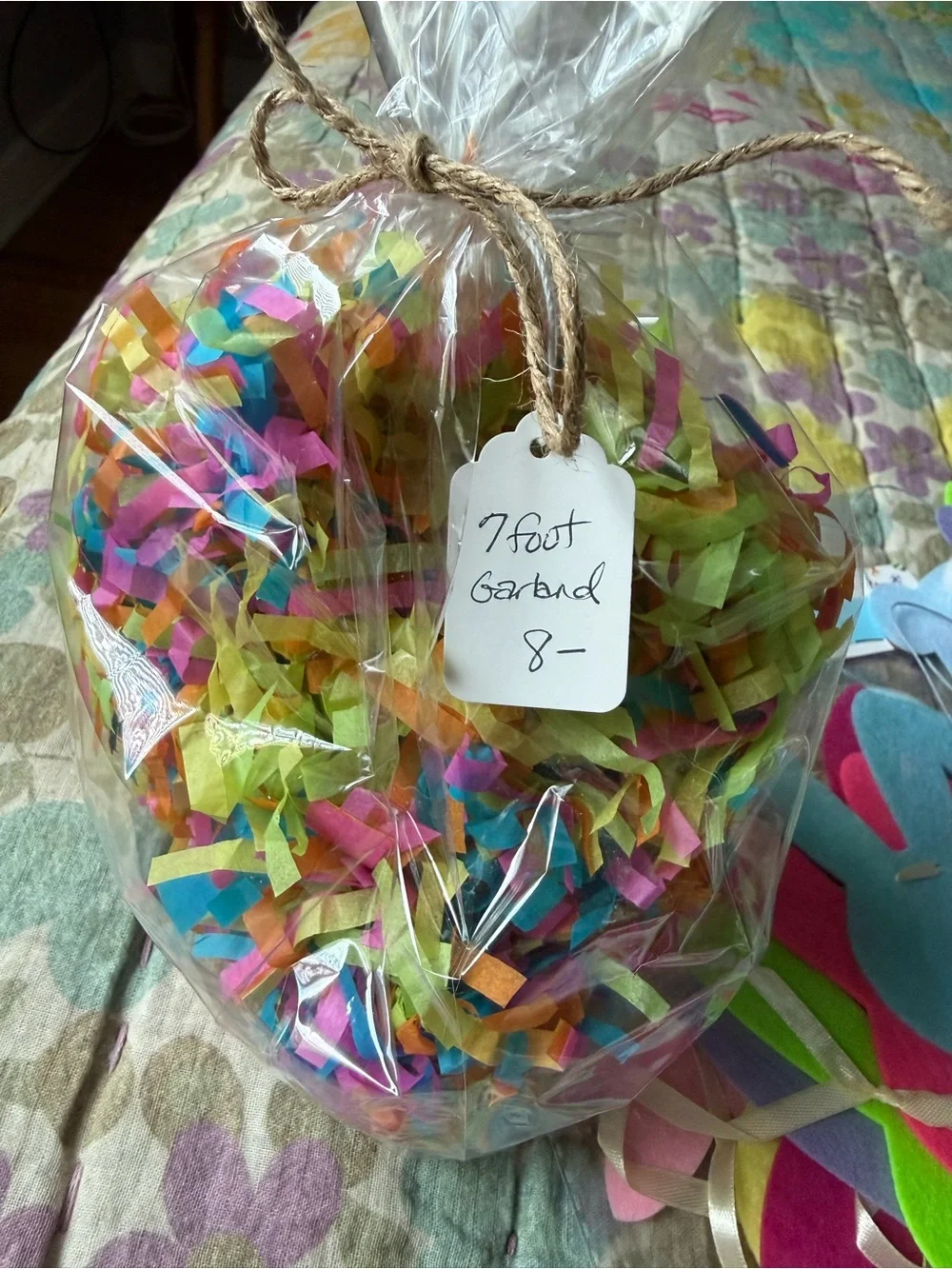 Colorful Felt Bunny Garland and Confetti Party Set.